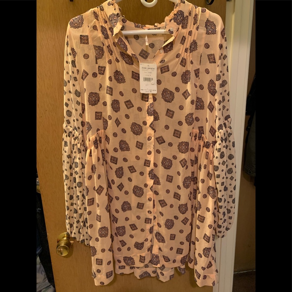 Free People Peach Printed Mini Dress